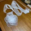 Lace ribbon flower necklace, fashionable and super fairy-like, trendy choker necklace, simple and elegant, versatile, long necklace for women Specification image